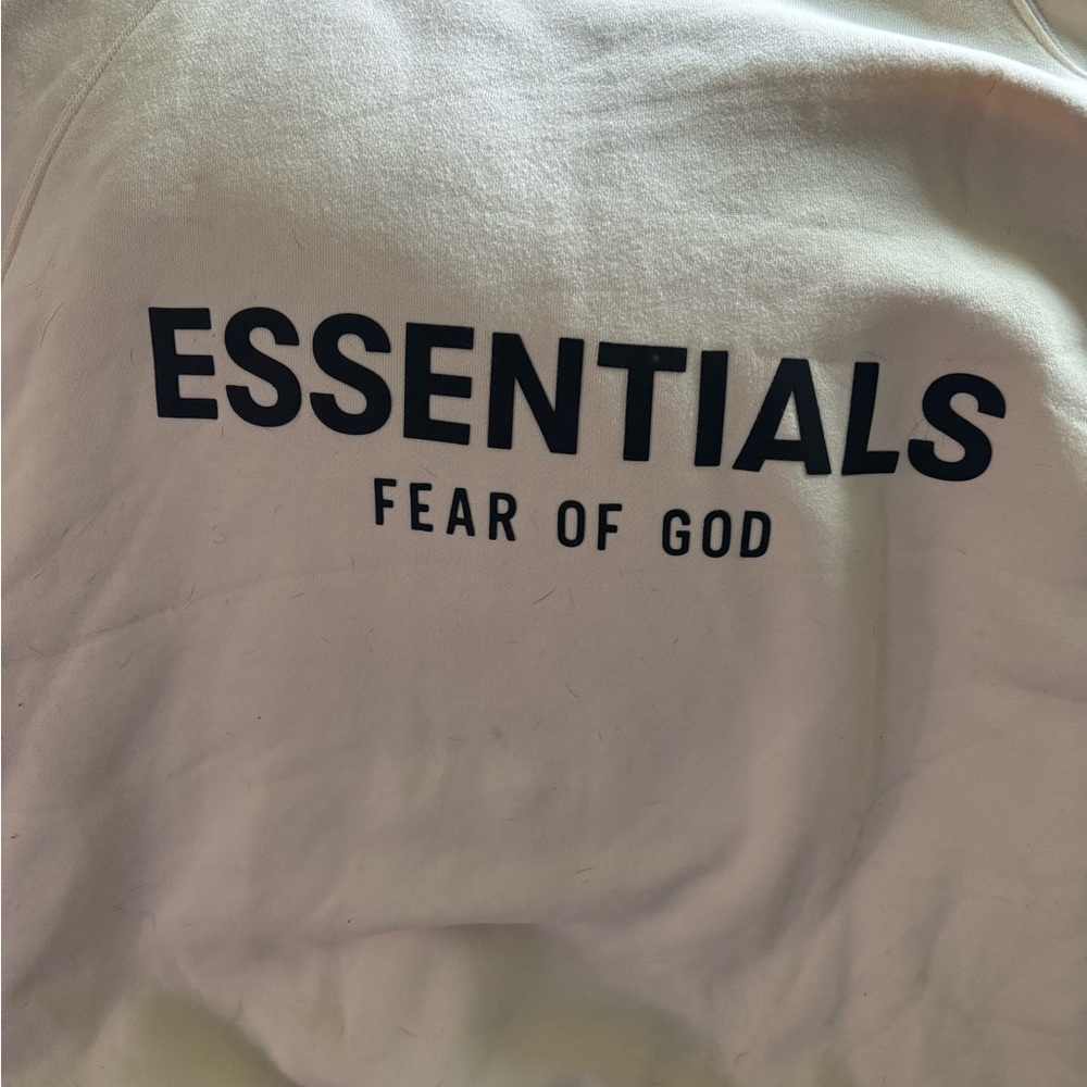 Essentials Cream Pullover with Black Logo